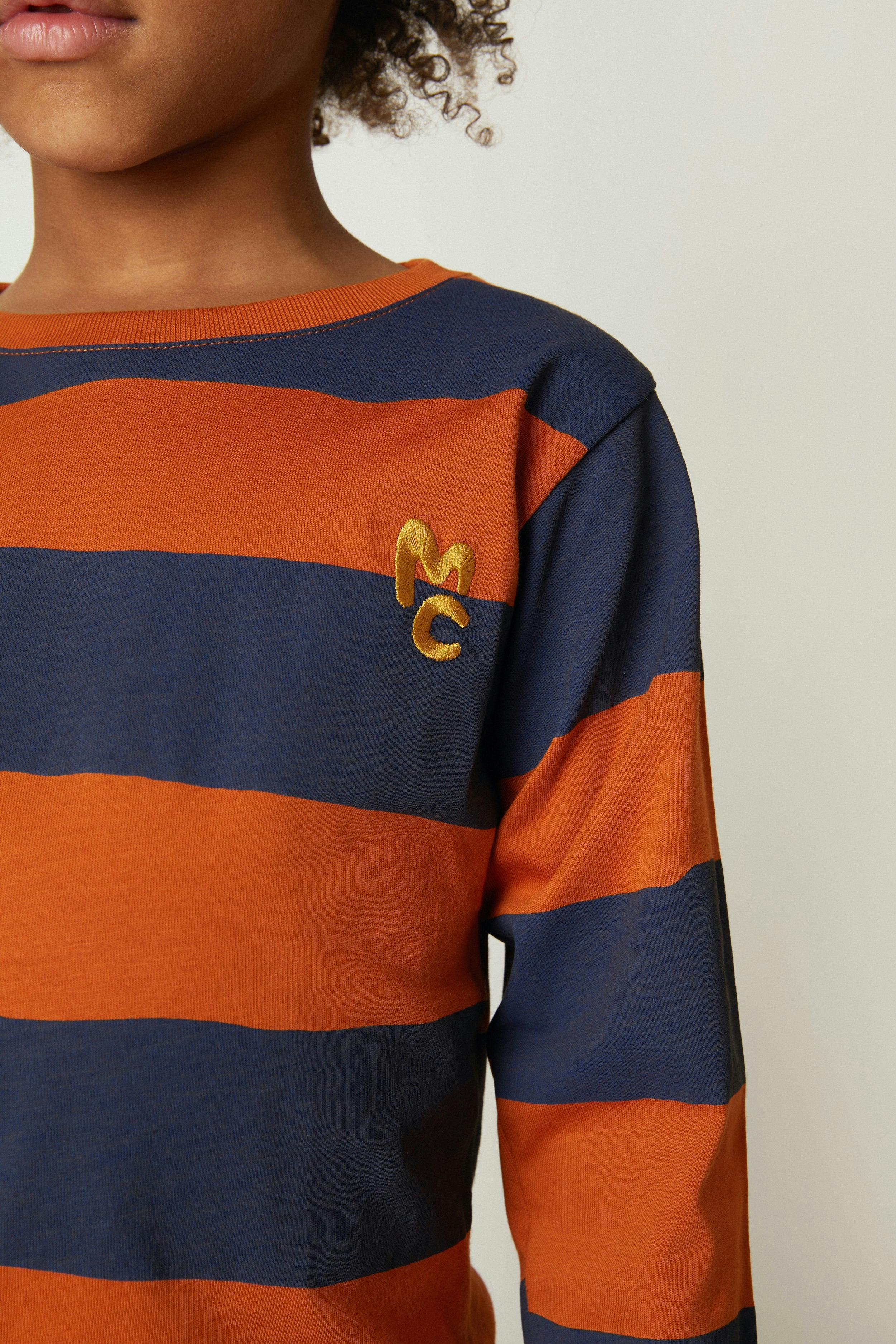 Chestnut & Navy Rugby Stripe Long Sleeve T-Shirt
