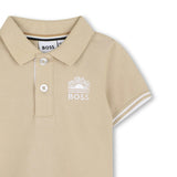 Beige & White Polo Set