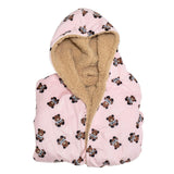 Cozy Switch Robe – Reversible Sherpa & Printed Mink Robe with Appliqué, Teddy Bears