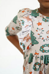Girl's Holiday Gingerbread Festivities Ruffled Dress