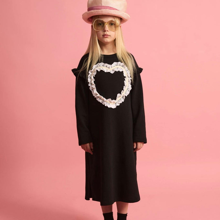 Lace Heart Dress Black