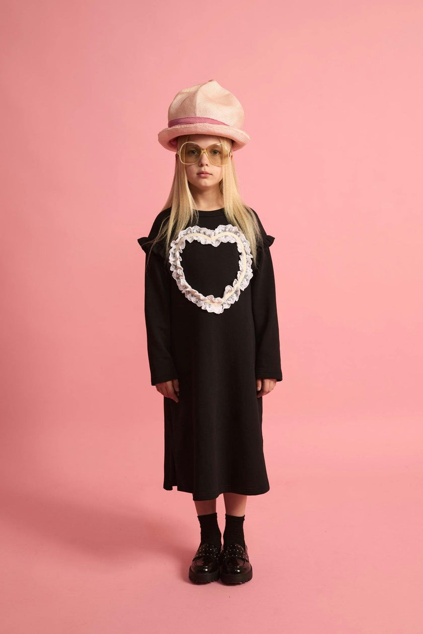 Lace Heart Dress Black