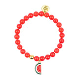 Gemstone Bracelet With Watermelon Enamel Charm