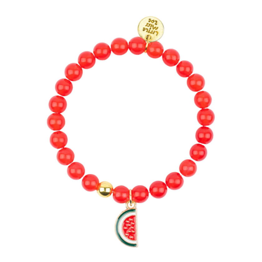 Gemstone Bracelet With Watermelon Enamel Charm