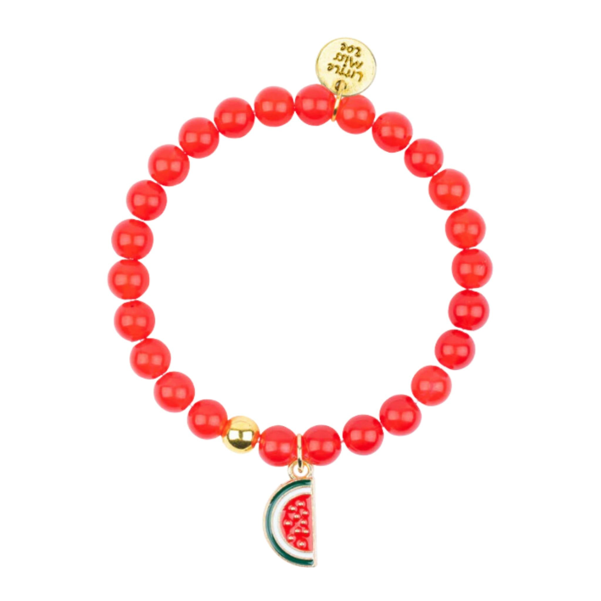 Gemstone Bracelet With Watermelon Enamel Charm