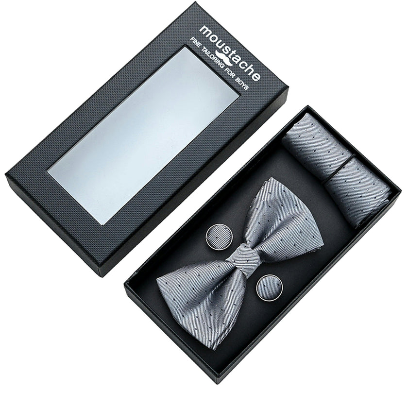 Light Silver Textured Bowtie Set