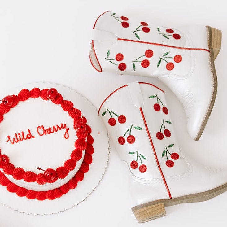 Cowgirl Wild Cherry Boots, White