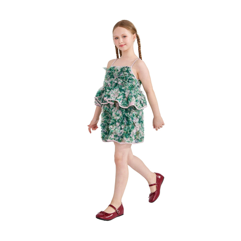 Green Zinnia Textured Skirt Set