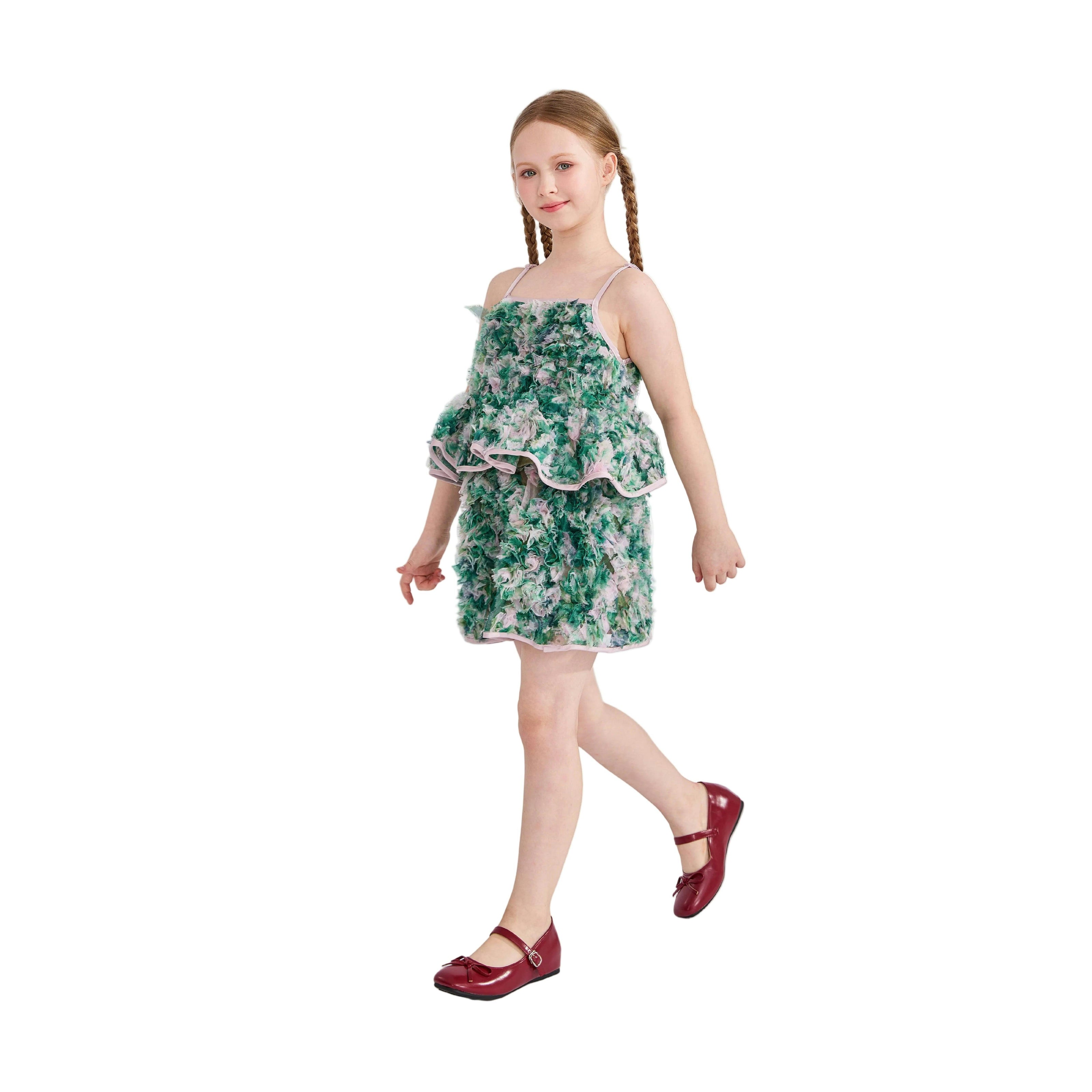 Green Zinnia Textured Skirt Set