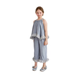 Blue Calyra Ruffle Pant Set