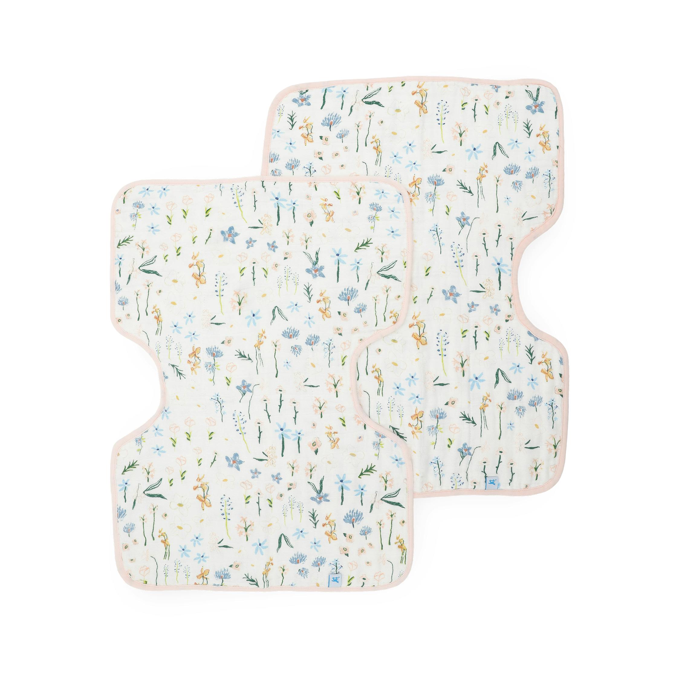 Cotton Muslin Burp Cloth 2 Pack - Pastel Petals