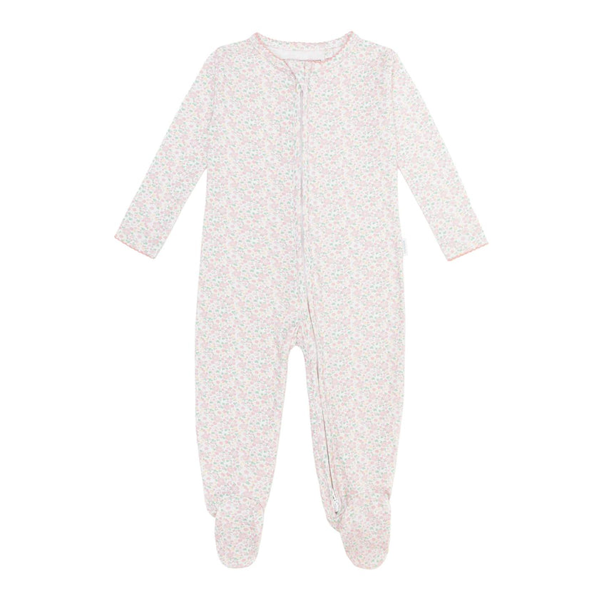 baby antique floral pima footie