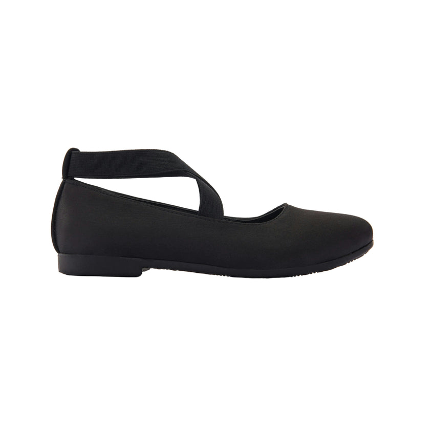 Black Satin Ballerina Flats