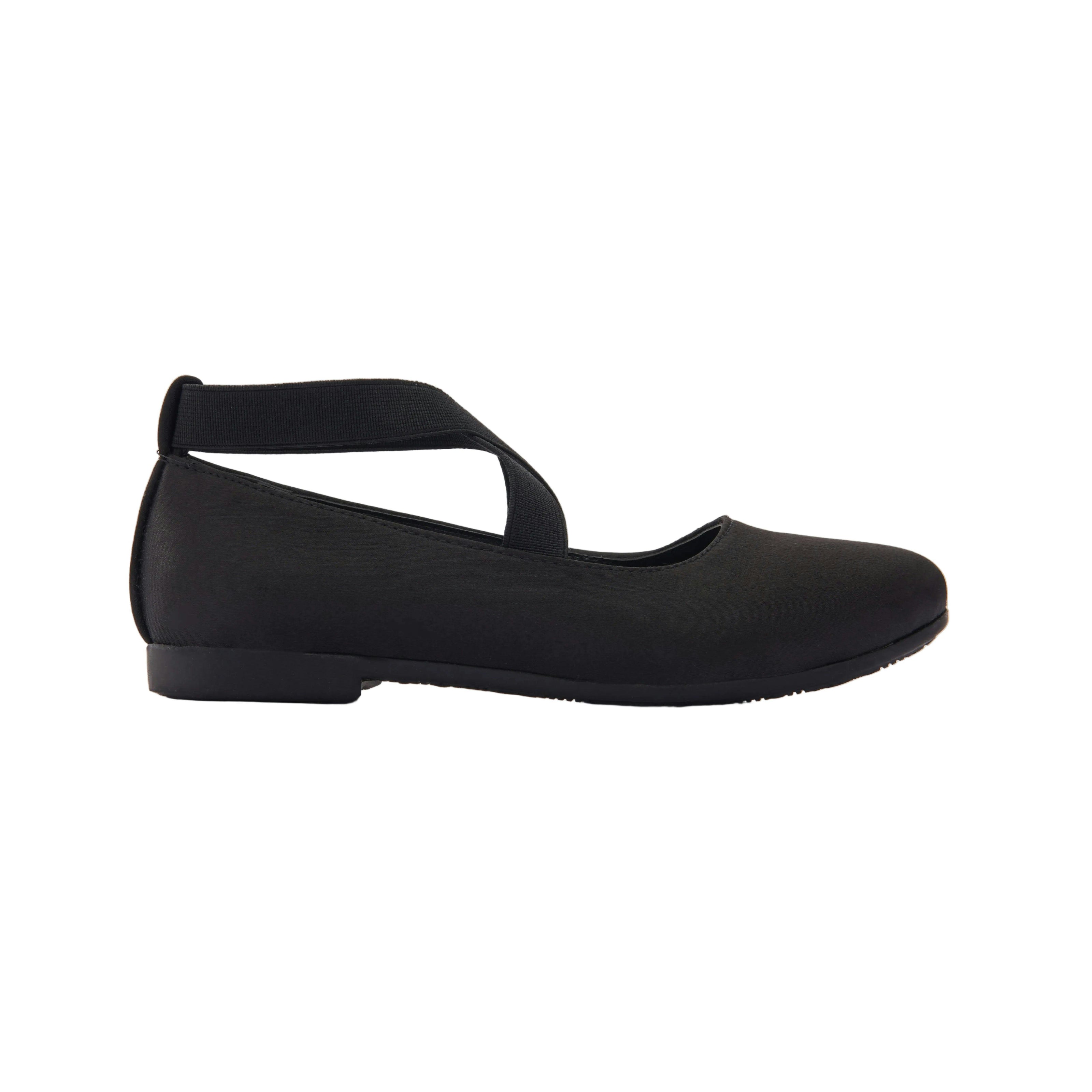 Black Satin Ballerina Flats