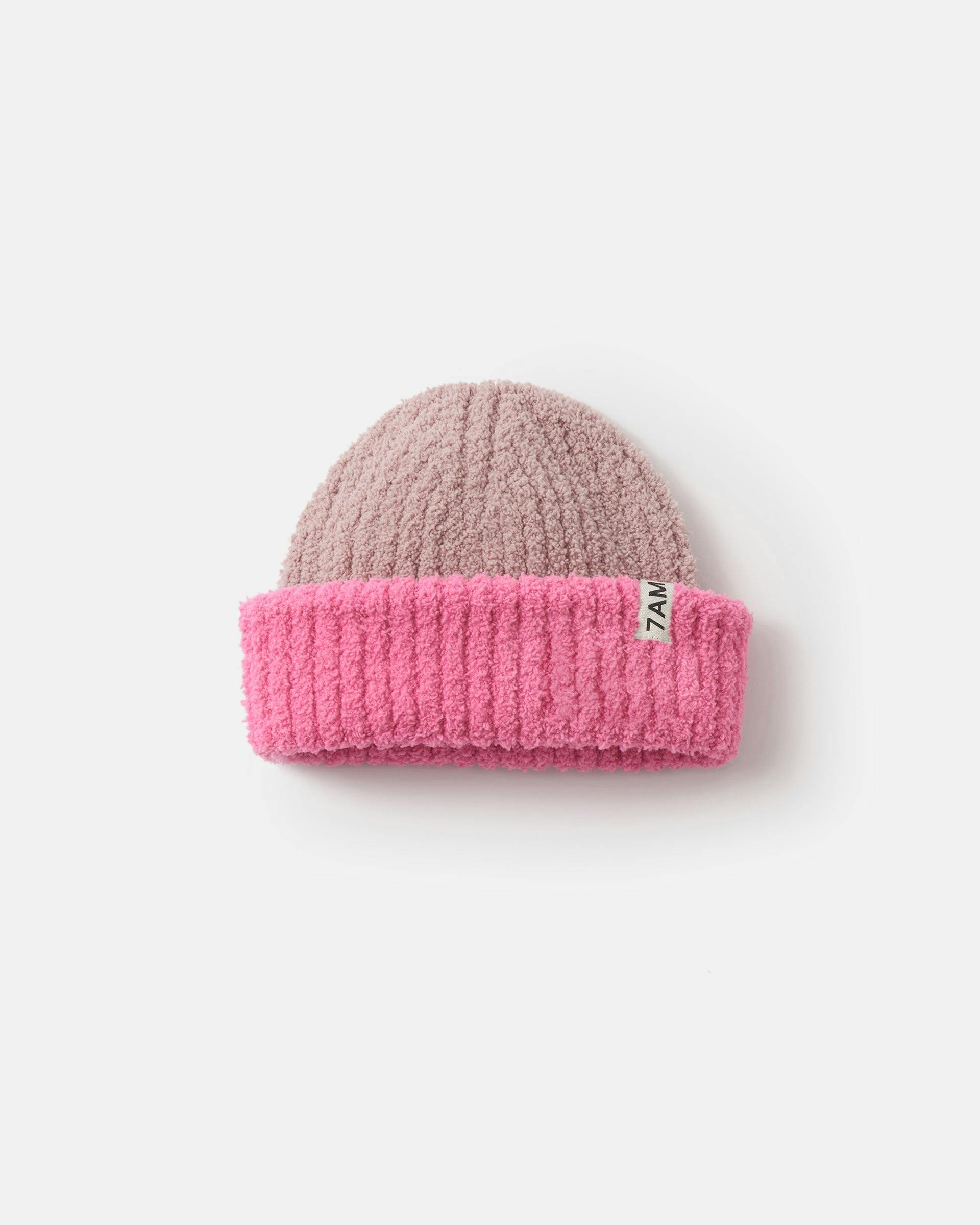 Two-Tone Ribbed Beanie • Fuzzy
