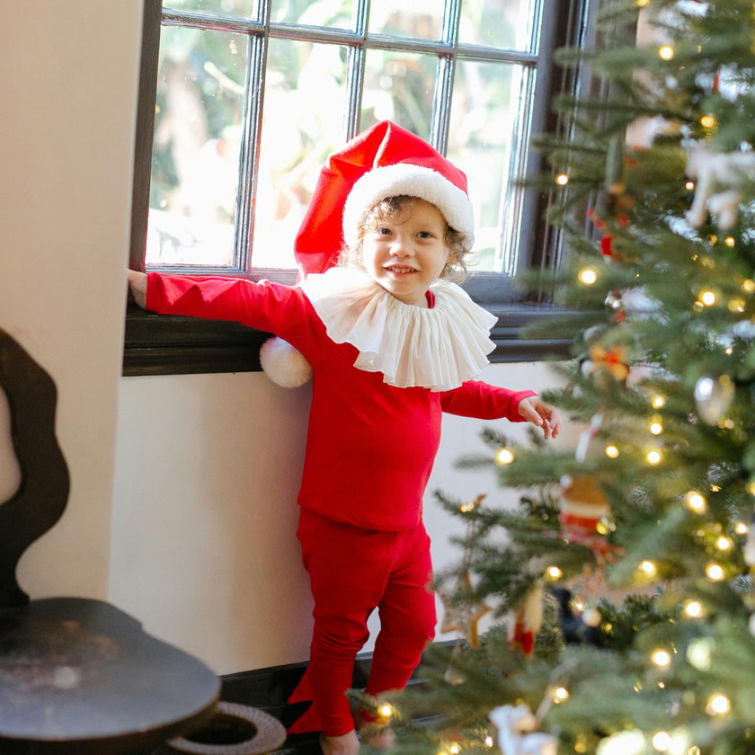 Red Holiday Elf Pajama Costume, Santa Costume