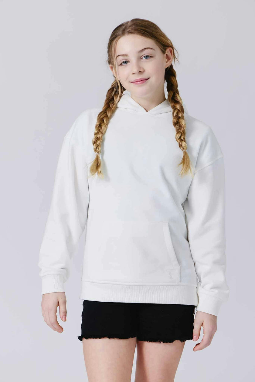 Girls Oversized Cloud Cotton Hoodie in Bright White