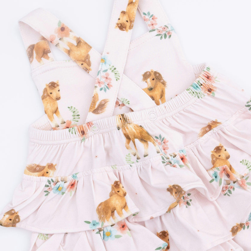 Pink Ponies - Ruffle Sunsuit