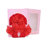 Lace Bow Hat & Sock Gift Set