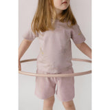 Short Sleeve Round Neck Drop Shoulder T-Shirt, Purple
