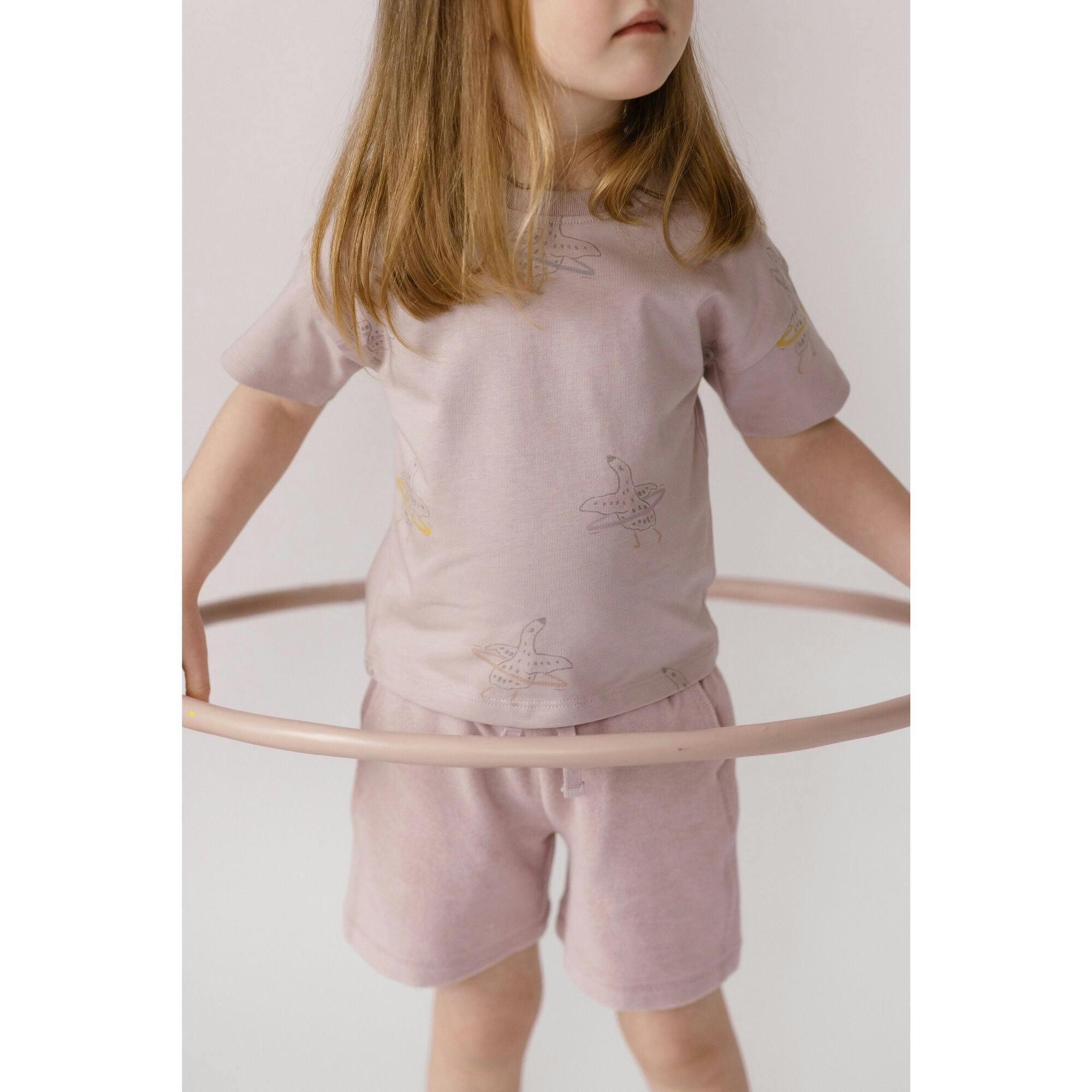 Short Sleeve Round Neck Drop Shoulder T-Shirt, Purple