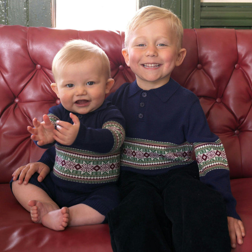 Navy Fairisle Knit Playsuit