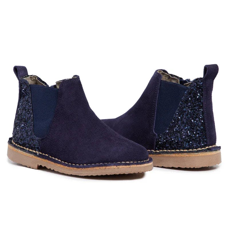 Glitter & Suede Chelsea Boots