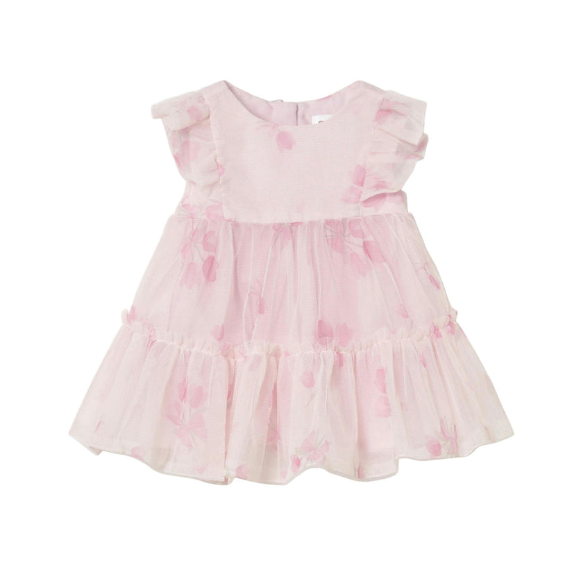 Pink Baby Dress With Floral Overlay