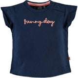 "Sunny Day" Print Short Ruffled Sleeve T-Shirt