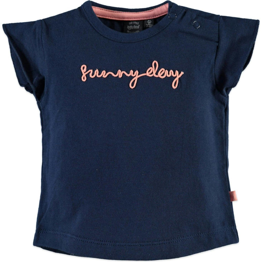 "Sunny Day" Print Short Ruffled Sleeve T-Shirt
