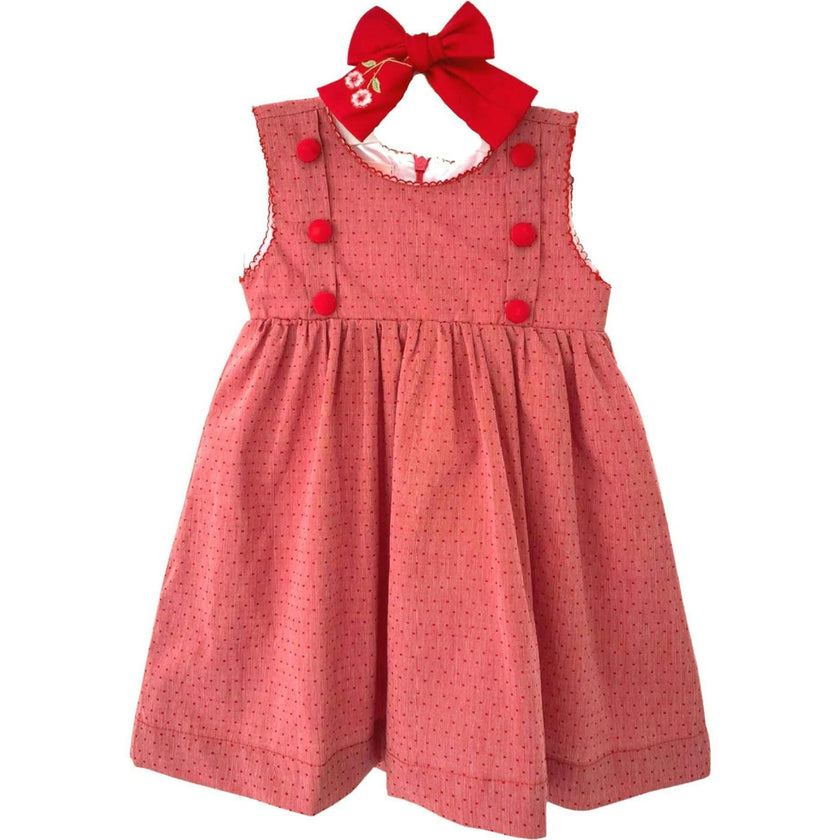 Red Swiss Dot Dress with Bow