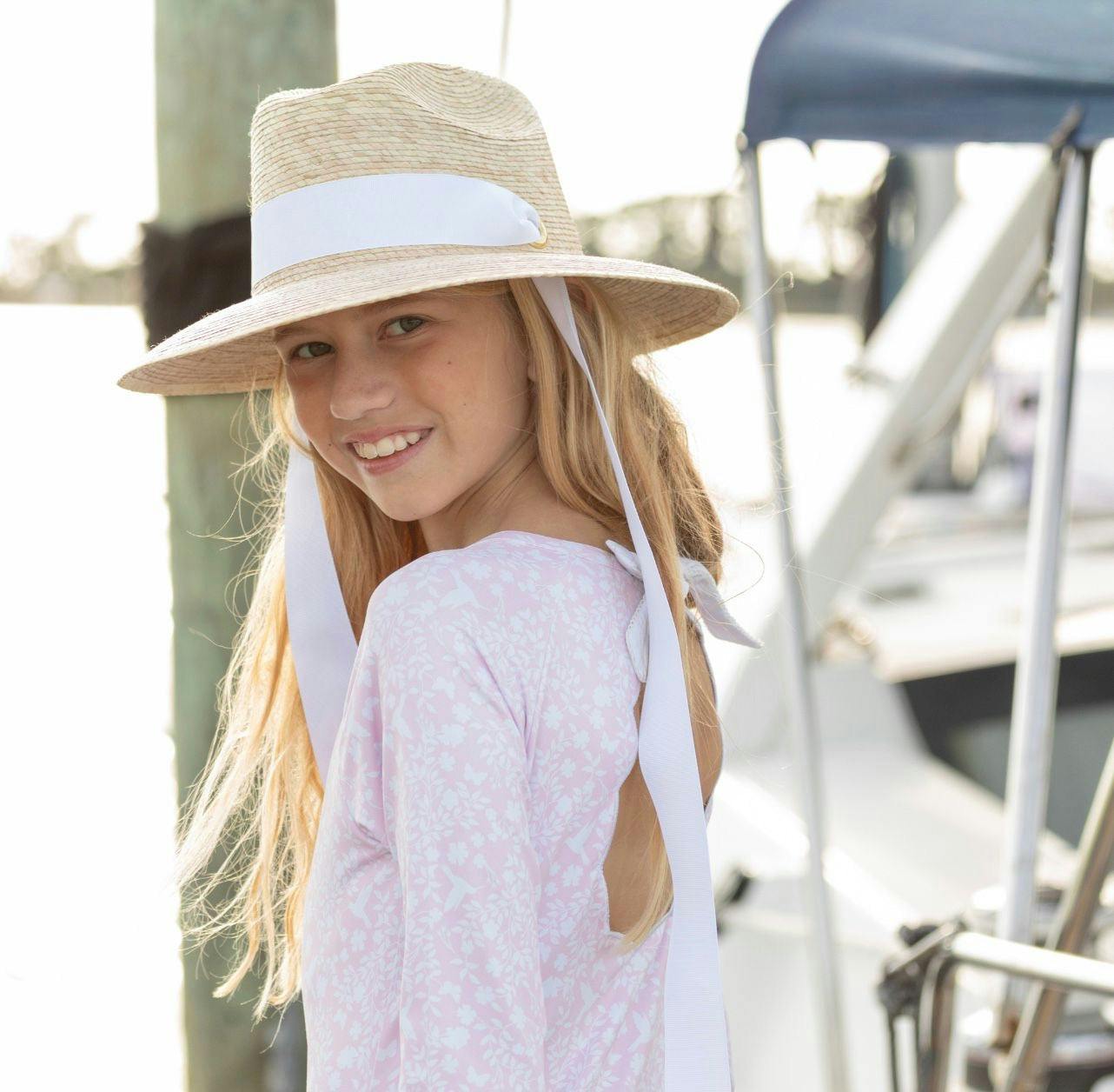 Petunia Girl's Sun Hat - Yellow Long Grosgrain Ribbon