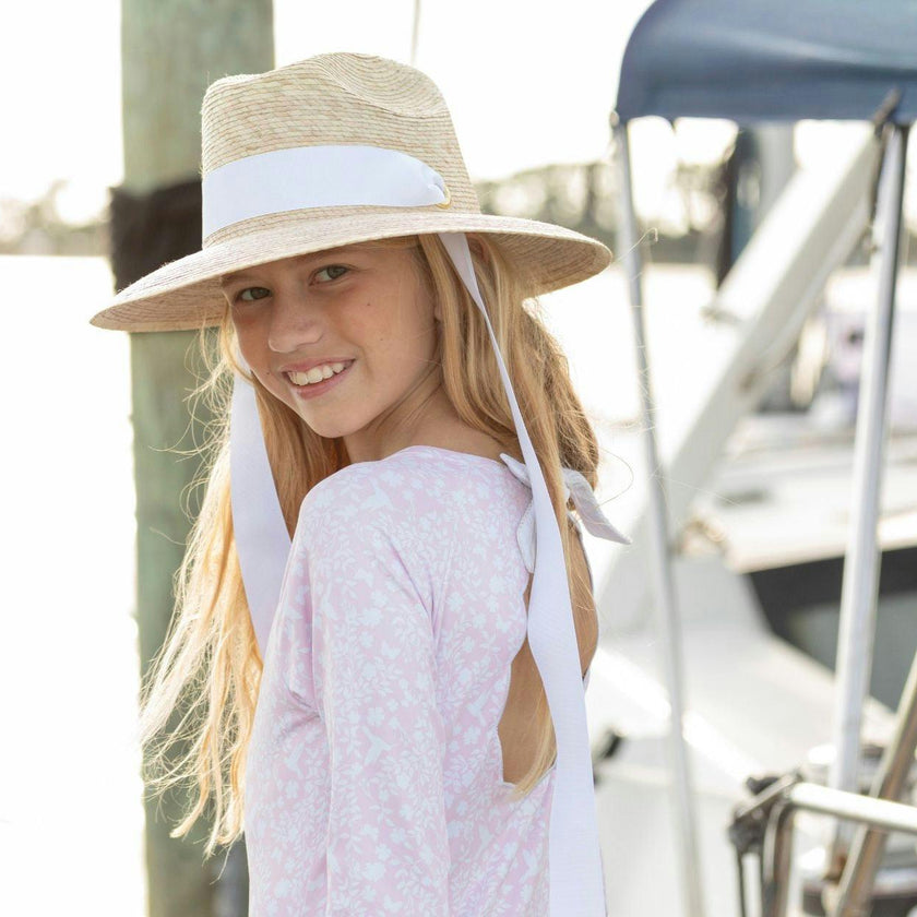 Mommy & Me Sun Hat Set - Hollyhock & Petunia - Long Sun-Dried Dahlia Ribbon