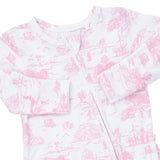 Golf Toile Pink - 2 Way Ruffle Back Zipper Footie