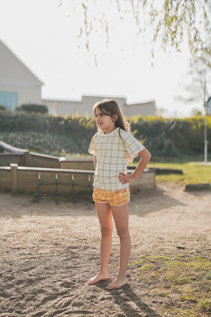 Oversized T-Shirt | Organic Cotton Jersey - Fern Plaid