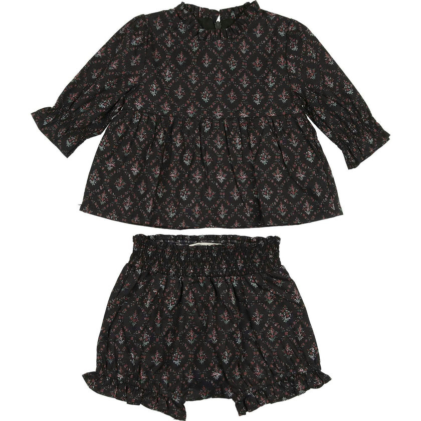 Baby Girls Vintage Victorian Ruffle Trim Peplum Top & Bloomer 2-Piece Set