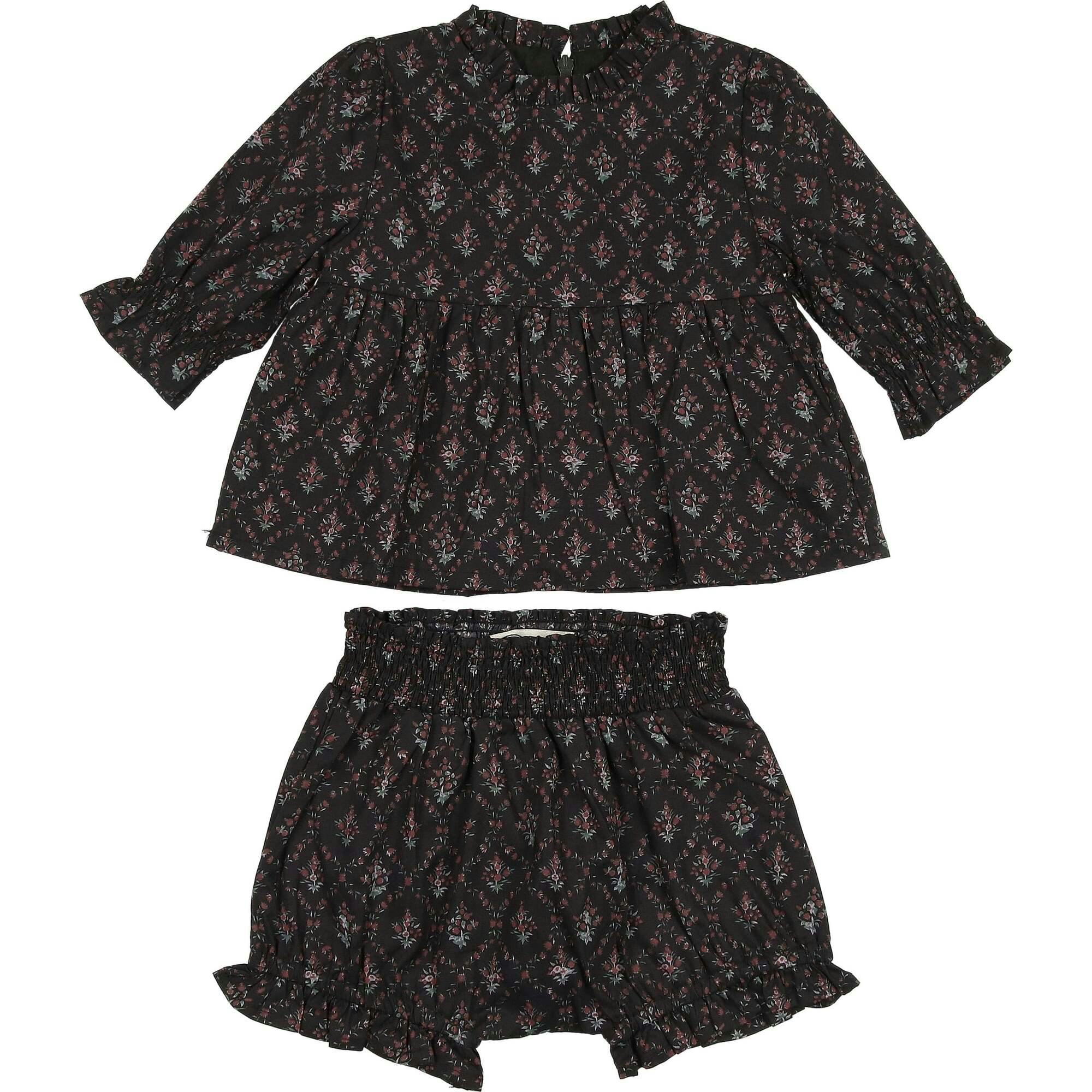 Baby Girls Vintage Victorian Ruffle Trim Peplum Top & Bloomer 2-Piece Set