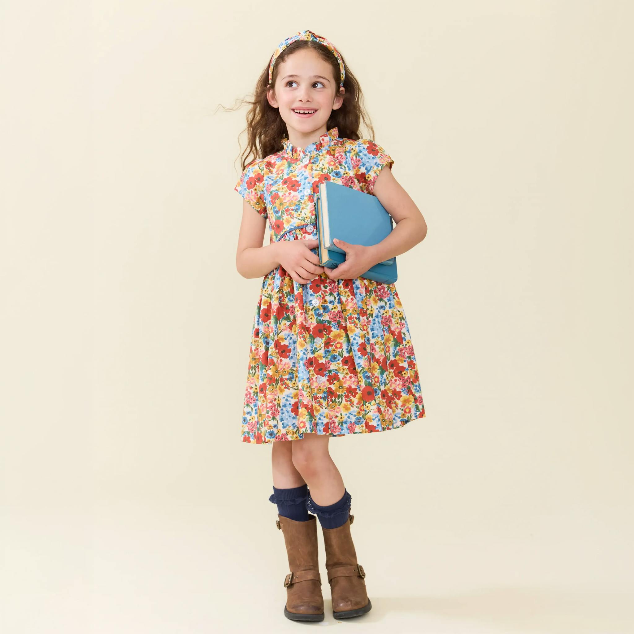 Girls Fatima Dress - Watercolor Meadow