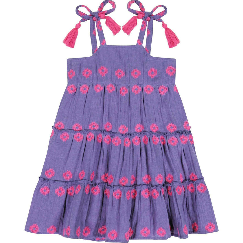 Bella Embroidered Shoulder-Tie Sundress, Pink
