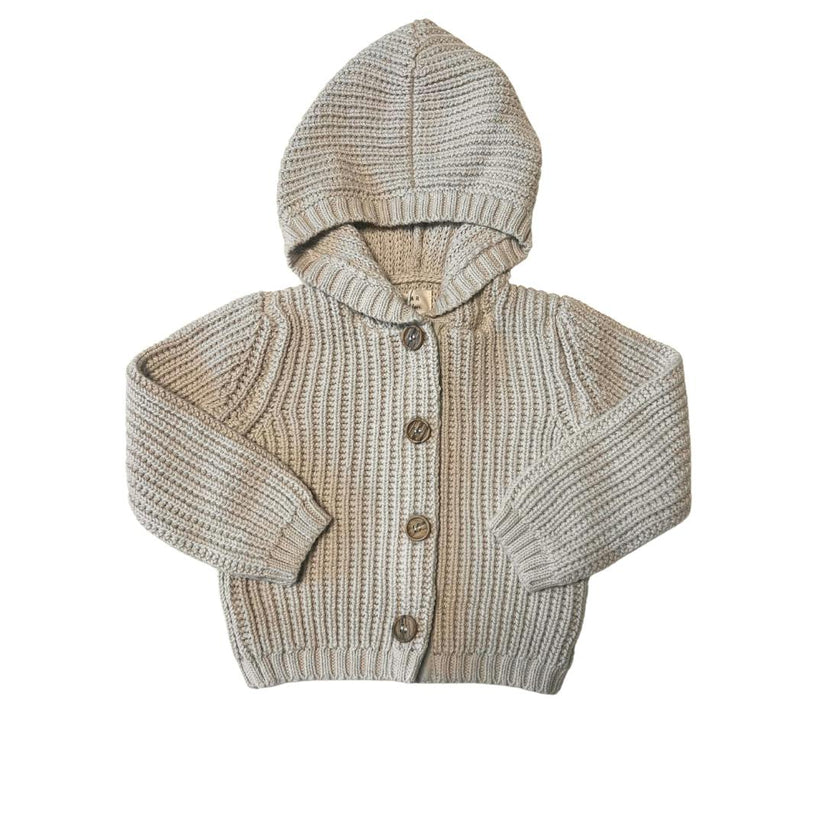 Pima Cotton Knit Waffle Hoody in Oatmeal