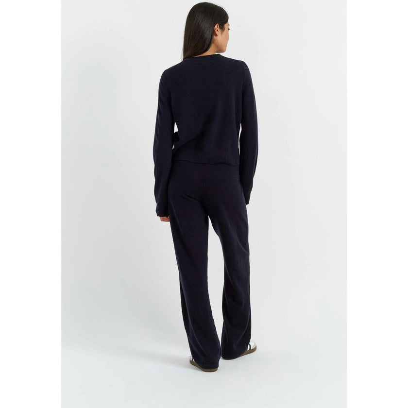 Wool Cashmere Blend Crew Neck Cropped Cardigan