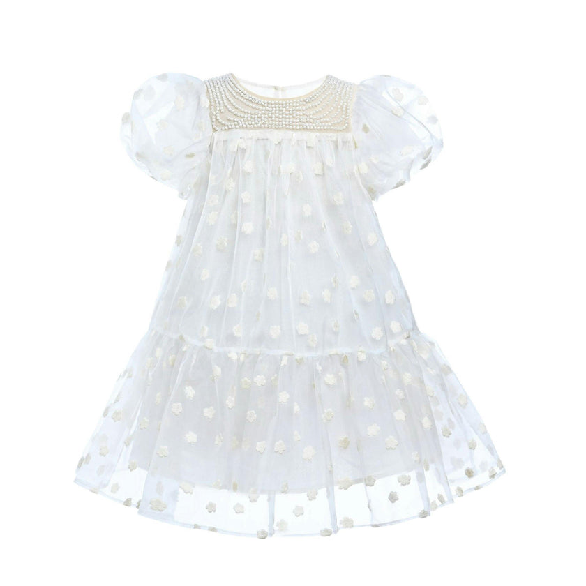 White Perivale Floral Overlay Dress