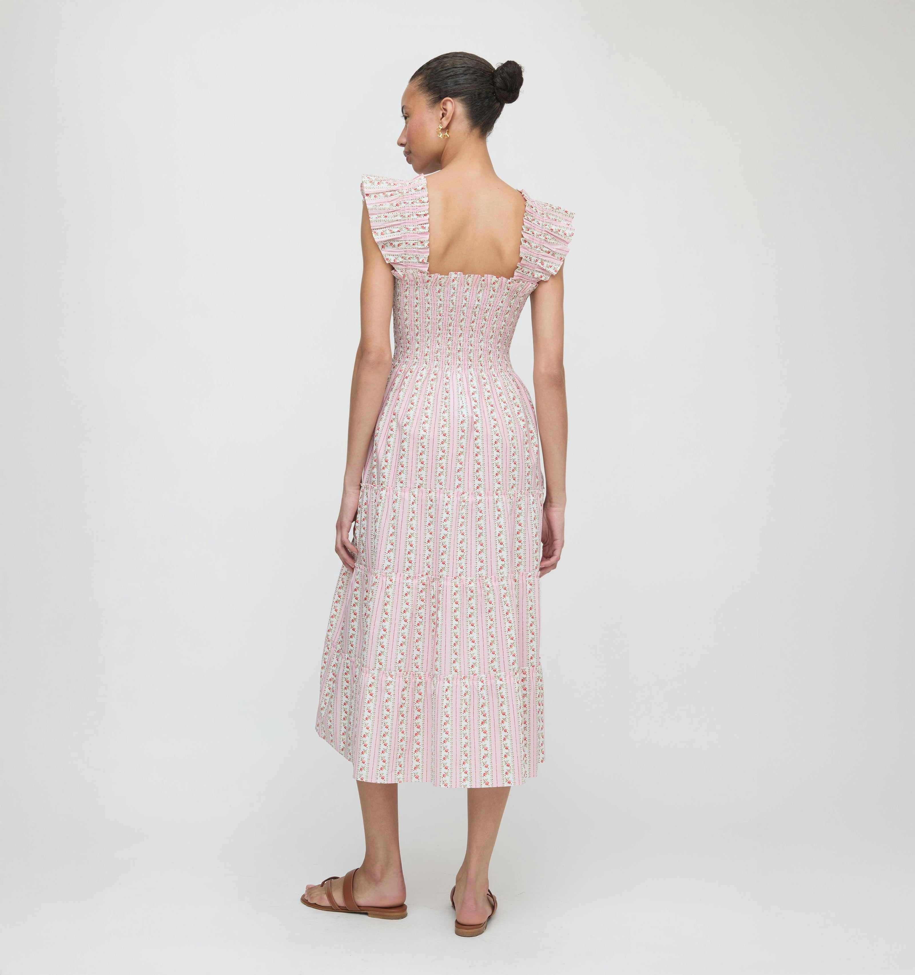 The Ellie Nap Dress - Pink Floral Dot Stripe