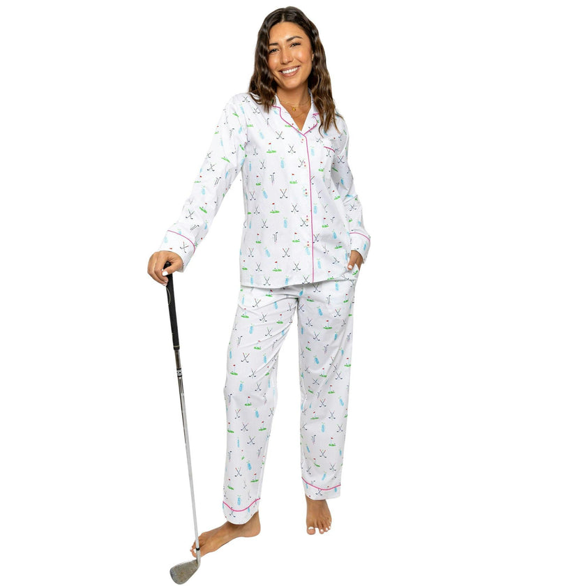 Women's Golf Long PJ Set - Organic Cotton Poplin