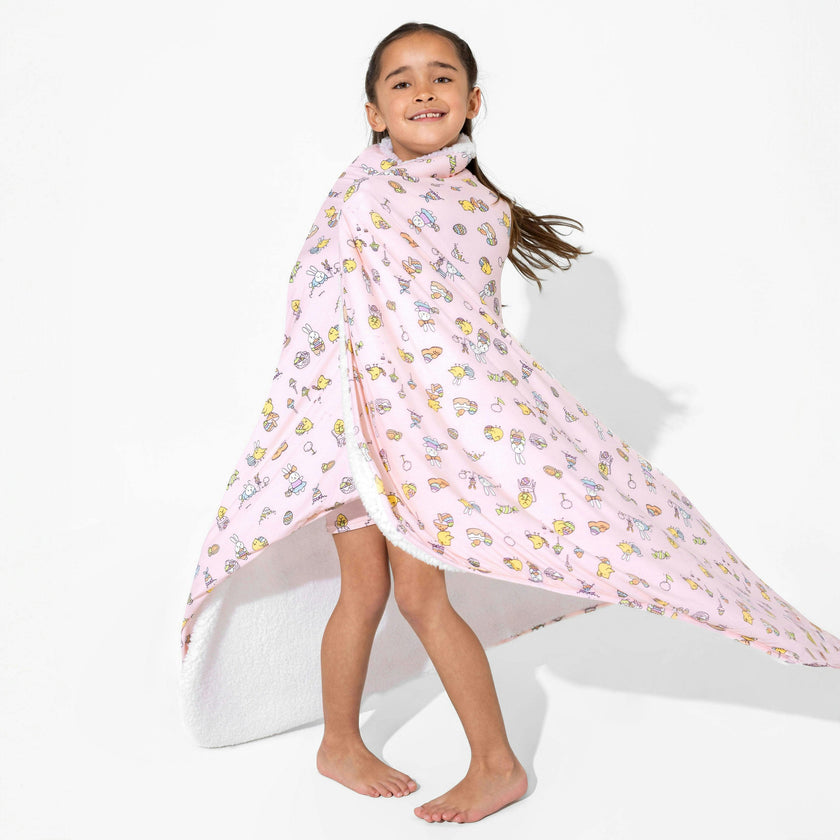 Easter Bunny Pink Bamboo Blanket