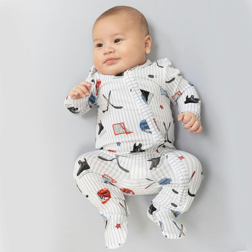 Hockey Stripe - 2 Way Zipper Footie