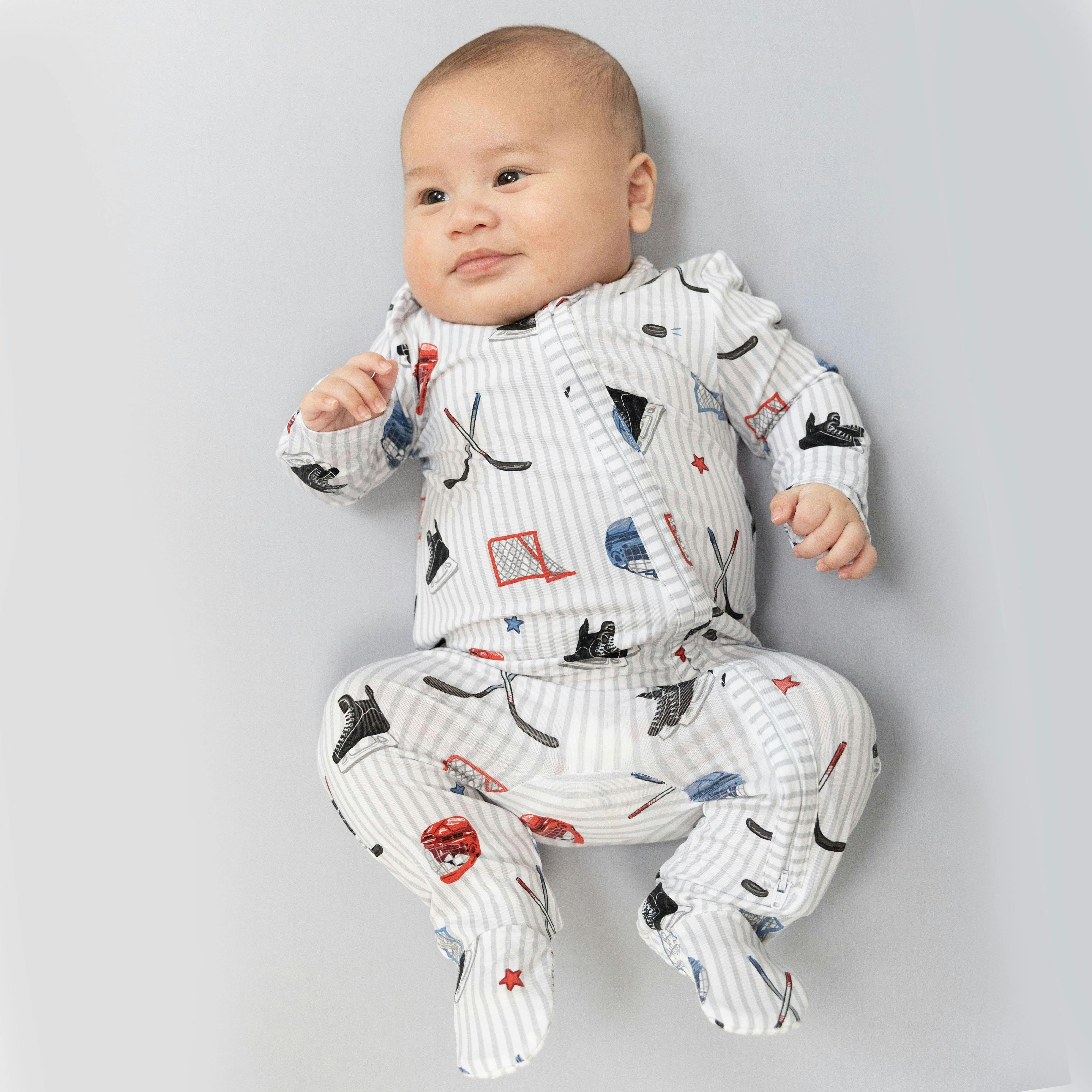 Hockey Stripe - 2 Way Zipper Footie