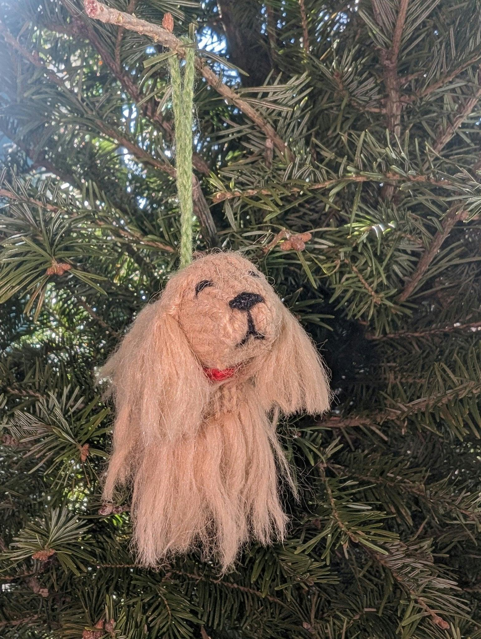 Cocker Spaniel Dog Hand Knit Christmas Ornament
