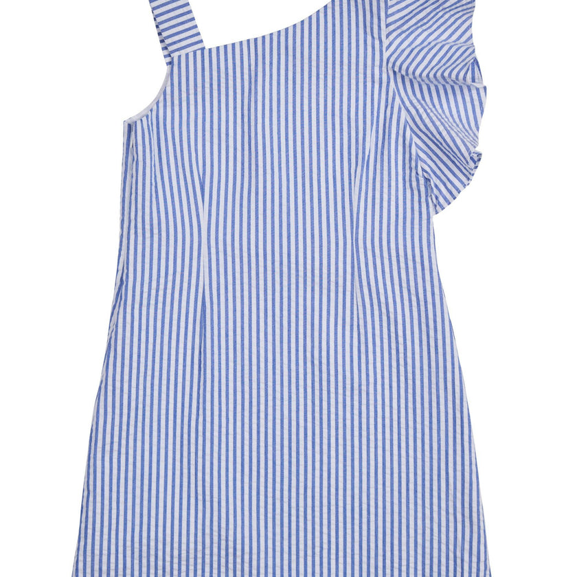 Seersucker Flutter Sleeve Dress