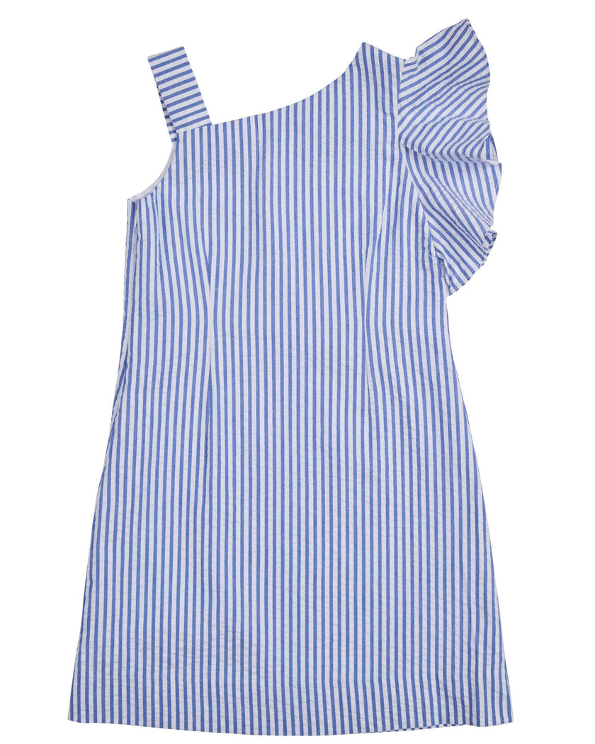 Seersucker Flutter Sleeve Dress